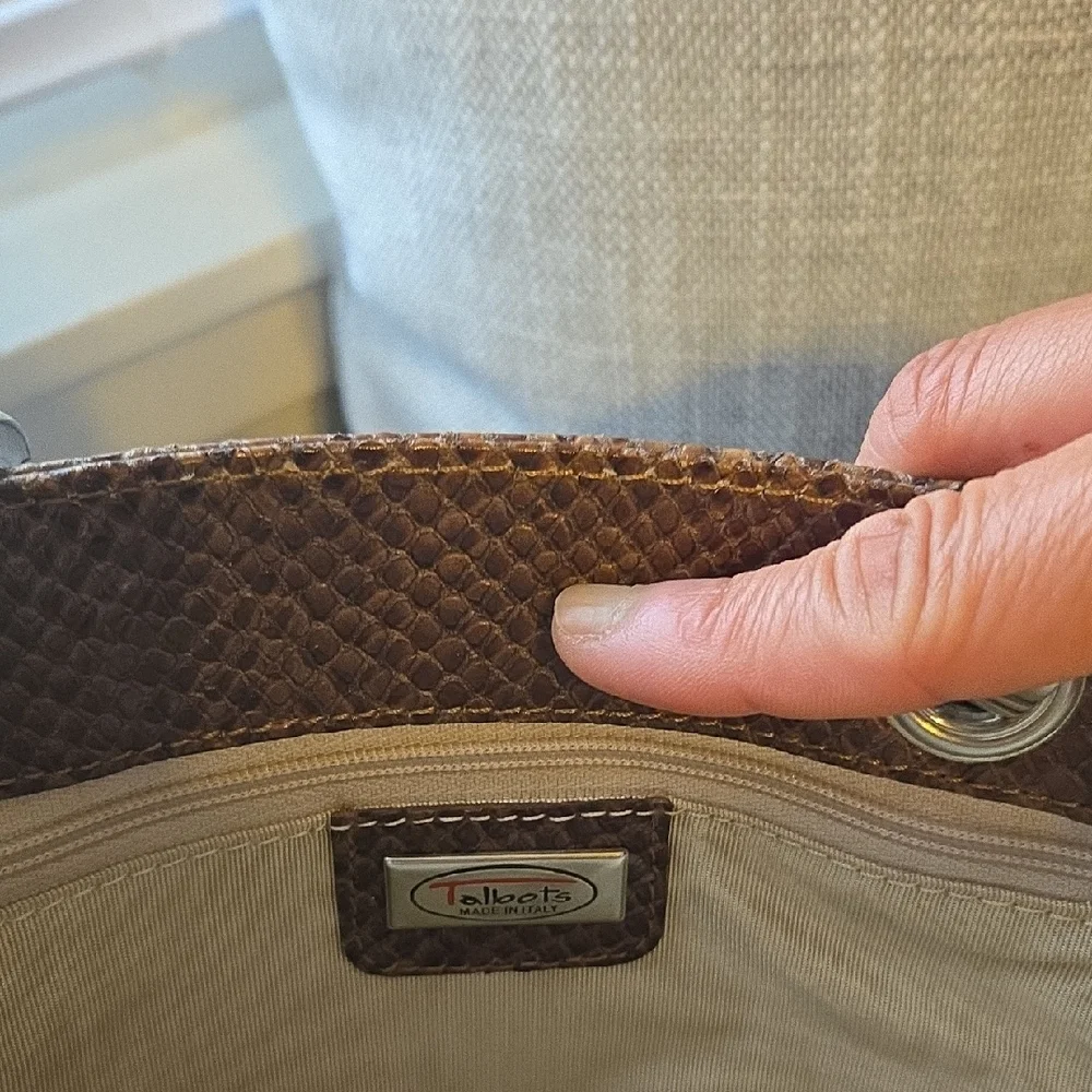 Talbots Textured Snake Skin Brown Handbag 🤎 - Picture 3 of 9